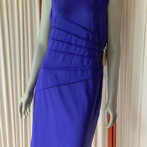 Ivanka Trump Sleeveless Pleated Sheath Dress Royal Blue Women's Size 14 NWT - Picture 2 of 10